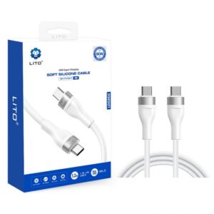 «خرید کابل تایپ سی به تایپ سی 60w برند لیتو مدل LD02CC با روکش سیلیکونی نسوز و فست شارژ عالی برای لپ‌تاپ و موبایل در فروشگاه احمدپور.»